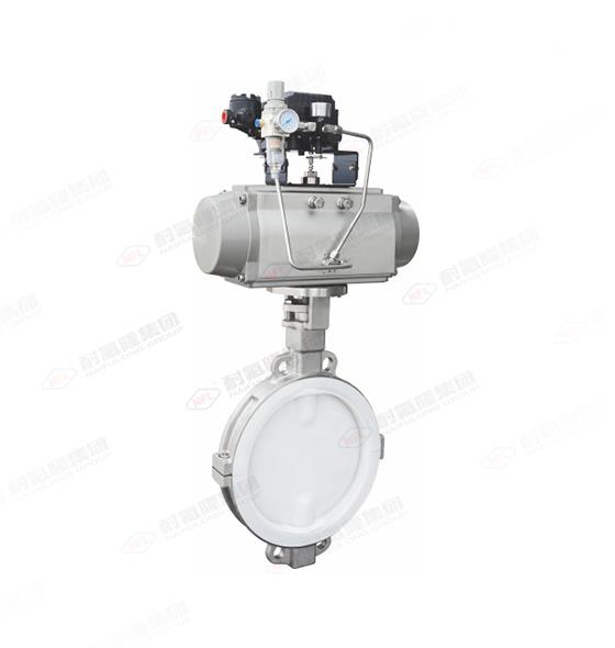 衬氟调节气动蝶阀（对夹式）